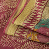 Sanskriti Vintage Sarees Indian Beige Pure Cotton Printed Sari 5+yd Craft Fabric