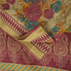 Sanskriti Vintage Sarees Indian Beige Pure Cotton Printed Sari 5+yd Craft Fabric