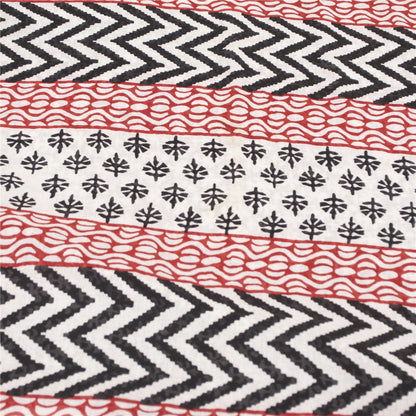 Sanskriti Vintage Sarees Black Pure Cotton Block Printed Sari 5+yd Craft Fabric