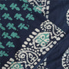 Sanskriti Vintage Sarees Blue 100% Pure Cotton Batik Work Sari 6+yd Craft Fabric
