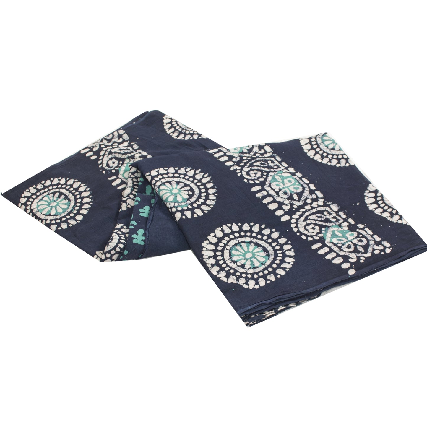 Sanskriti Vintage Sarees Blue 100% Pure Cotton Batik Work Sari 6+yd Craft Fabric