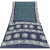 Sanskriti Vintage Sarees Blue 100% Pure Cotton Batik Work Sari 6+yd Craft Fabric