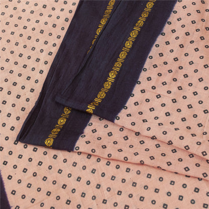 Sanskriti Vintage Sarees Pink & Purple Pure Cotton Print & ZariWoven 5+yd Fabric