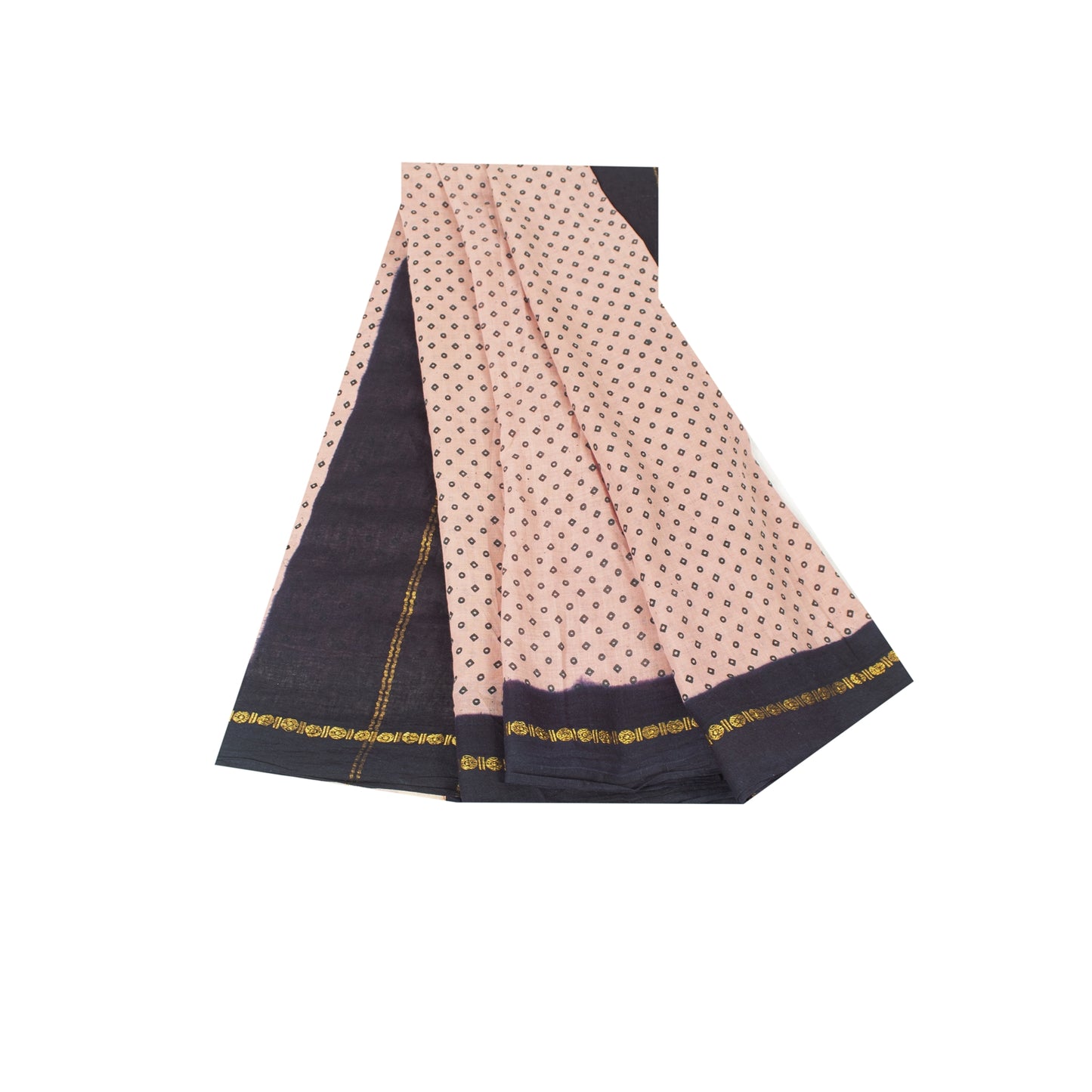 Sanskriti Vintage Sarees Pink & Purple Pure Cotton Print & ZariWoven 5+yd Fabric