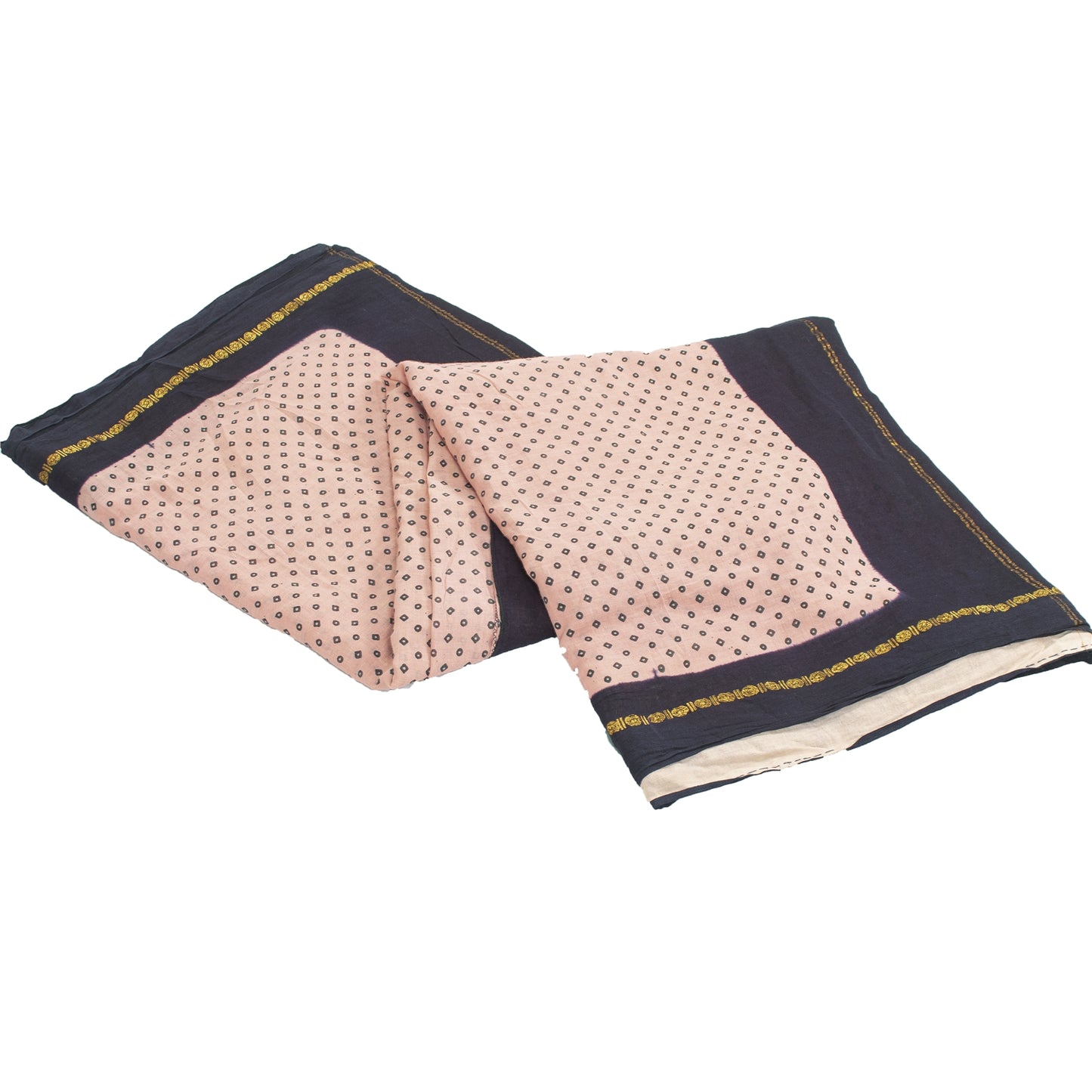 Sanskriti Vintage Sarees Pink & Purple Pure Cotton Print & ZariWoven 5+yd Fabric