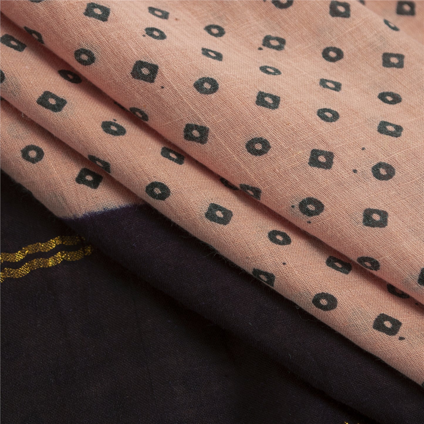 Sanskriti Vintage Sarees Pink & Purple Pure Cotton Print & ZariWoven 5+yd Fabric