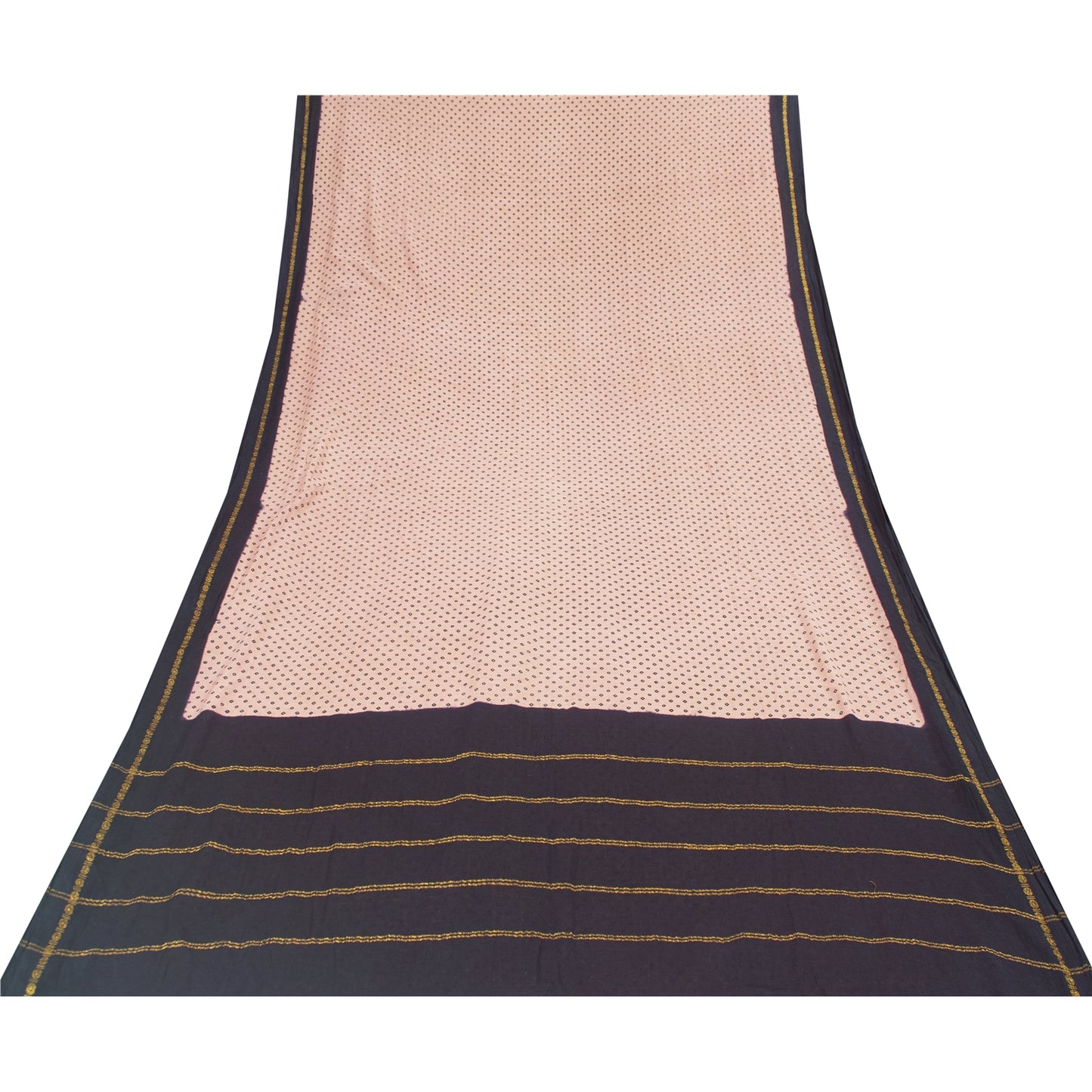 Sanskriti Vintage Sarees Pink & Purple Pure Cotton Print & ZariWoven 5+yd Fabric