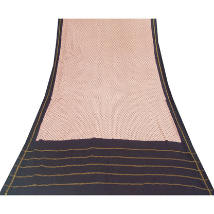 Sanskriti Vintage Sarees Pink & Purple Pure Cotton Print & ZariWoven 5+yd Fabric