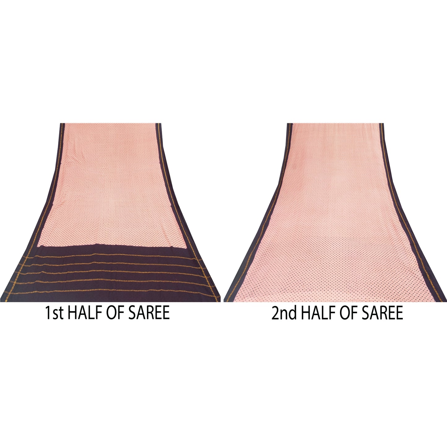 Sanskriti Vintage Sarees Pink & Purple Pure Cotton Print & ZariWoven 5+yd Fabric