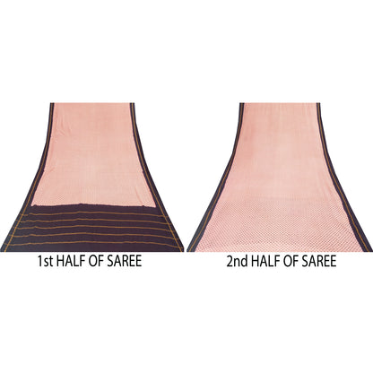 Sanskriti Vintage Sarees Pink & Purple Pure Cotton Print & ZariWoven 5+yd Fabric