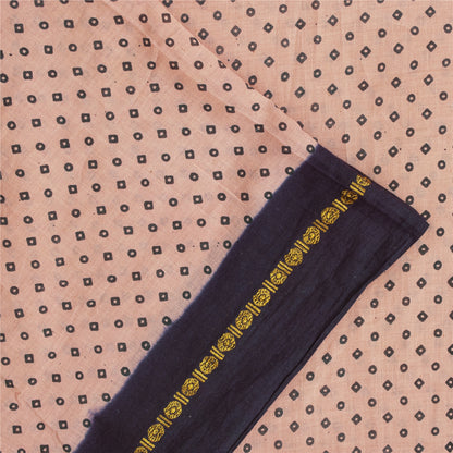 Sanskriti Vintage Sarees Pink & Purple Pure Cotton Print & ZariWoven 5+yd Fabric