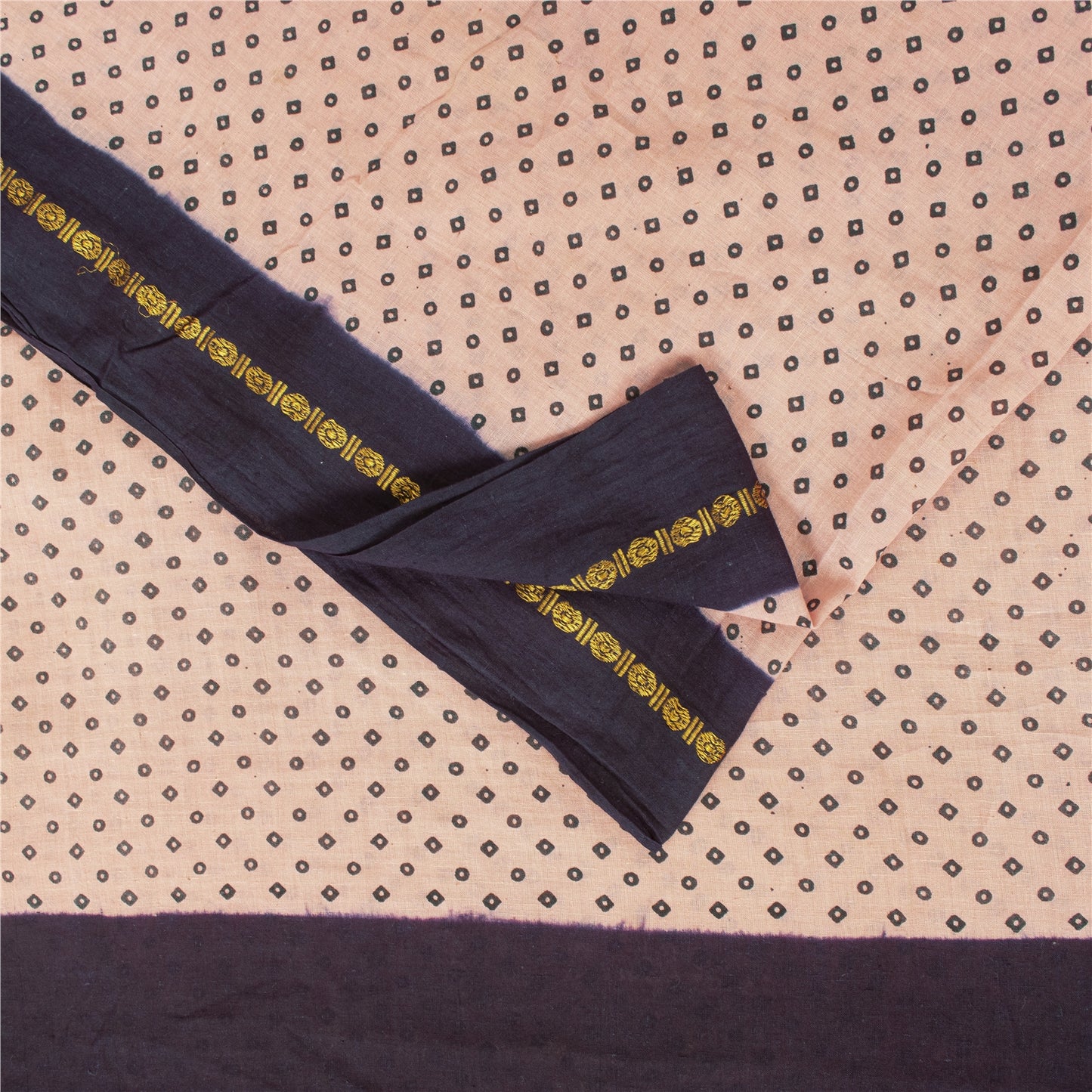 Sanskriti Vintage Sarees Pink & Purple Pure Cotton Print & ZariWoven 5+yd Fabric