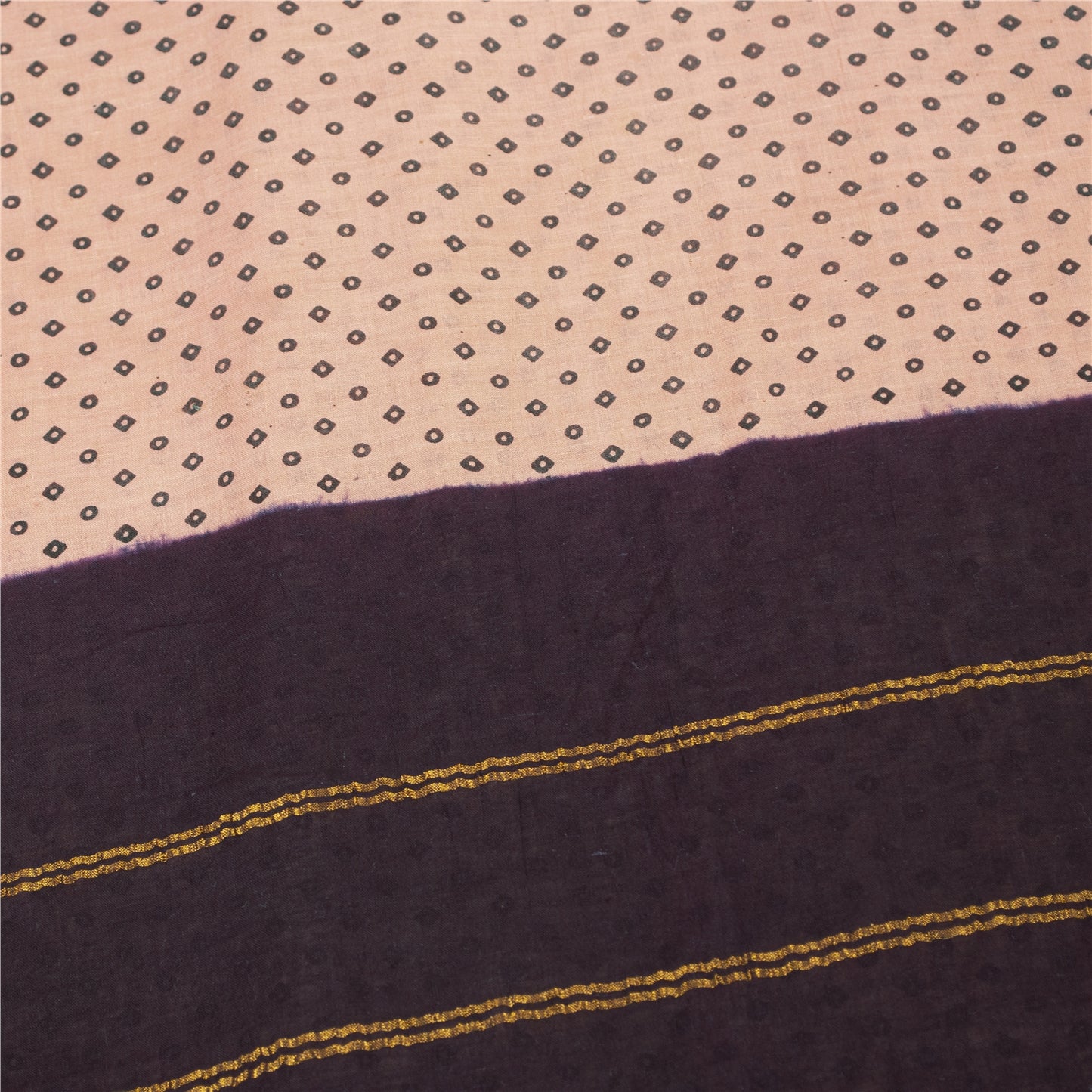 Sanskriti Vintage Sarees Pink & Purple Pure Cotton Print & ZariWoven 5+yd Fabric