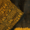 Sanskriti Vintage Sarees Black & Yellow Pure Cotton Print Sari 5+yd Craft Fabric