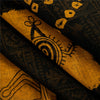 Sanskriti Vintage Sarees Black & Yellow Pure Cotton Print Sari 5+yd Craft Fabric