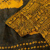 Sanskriti Vintage Sarees Black & Yellow Pure Cotton Print Sari 5+yd Craft Fabric