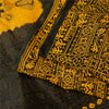 Sanskriti Vintage Sarees Black & Yellow Pure Cotton Print Sari 5+yd Craft Fabric
