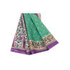 Sanskriti Vintage Sarees Indian Green Pure Cotton Printed Sari 5+yd Craft Fabric