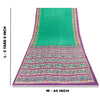 Sanskriti Vintage Sarees Indian Green Pure Cotton Printed Sari 5+yd Craft Fabric