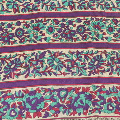 Sanskriti Vintage Sarees Indian Green Pure Cotton Printed Sari 5+yd Craft Fabric