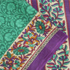 Sanskriti Vintage Sarees Indian Green Pure Cotton Printed Sari 5+yd Craft Fabric