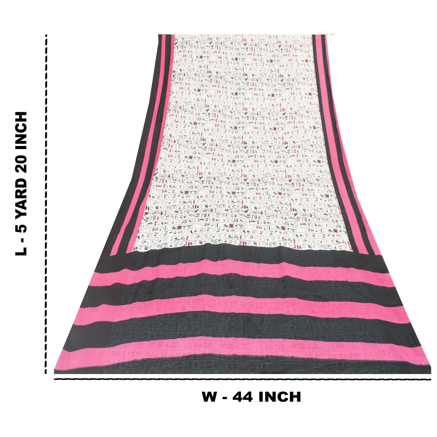 Sanskriti Vintage Sarees White Pure Cotton Various Print Sari 5+yd Craft Fabric