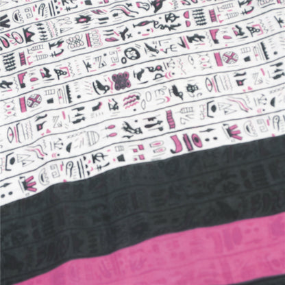 Sanskriti Vintage Sarees White Pure Cotton Various Print Sari 5+yd Craft Fabric