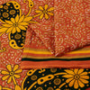 Sanskriti Vintage Sarees Orange 100% Pure Cotton Printed Sari 5+yd Craft Fabric