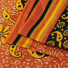 Sanskriti Vintage Sarees Orange 100% Pure Cotton Printed Sari 5+yd Craft Fabric