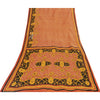 Sanskriti Vintage Sarees Orange 100% Pure Cotton Printed Sari 5+yd Craft Fabric