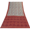 Sanskriti Vintage Sarees Blue & Red Pure Cotton Printed Sari 5+yd Craft Fabric