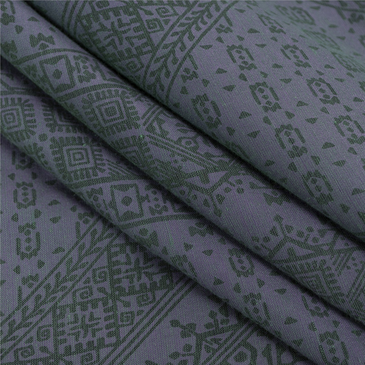 Sanskriti Vintage Sarees Lilac Zari Border Pure Cotton Printed Sari 5+yd Fabric