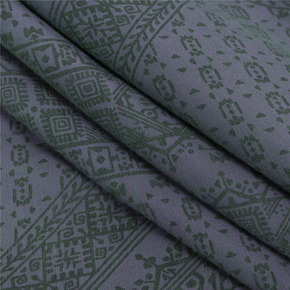 Sanskriti Vintage Sarees Lilac Zari Border Pure Cotton Printed Sari 5+yd Fabric