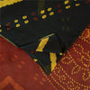 Sanskriti Vintage Sarees Black Bandhani Print Pure Cotton Sari 5+yd Craft Fabric