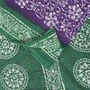 Sanskriti Vintage Sarees Purple & Green Pure Cotton Batik Print Sari 5+yd Fabric