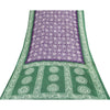 Sanskriti Vintage Sarees Purple & Green Pure Cotton Batik Print Sari 5+yd Fabric