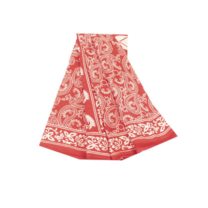 Sanskriti Vintage Sarees Indian Red Pure Cotton Printed Sari 5+yd Craft Fabric