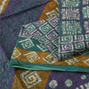Sanskriti Vintage Sarees Indian Green Pure Cotton Printed Sari 5+yd Craft Fabric