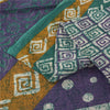 Sanskriti Vintage Sarees Indian Green Pure Cotton Printed Sari 5+yd Craft Fabric