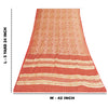 Sanskriti Vintage Sarees Cream & Red Pure Cotton Printed Sari 5+yd Craft Fabric