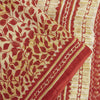 Sanskriti Vintage Sarees Cream & Red Pure Cotton Printed Sari 5+yd Craft Fabric