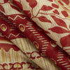Sanskriti Vintage Sarees Cream & Red Pure Cotton Printed Sari 5+yd Craft Fabric