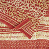 Sanskriti Vintage Sarees Cream & Red Pure Cotton Printed Sari 5+yd Craft Fabric