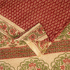 Sanskriti Vintage Sarees Indian Red Pure Cotton Printed Sari 5+yd Craft Fabric