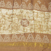 Sanskriti Vintage Sarees Brown Batik Batik Pure Cotton Sari 5+yd Craft Fabric