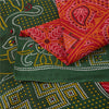 Sanskriti Vintage Sarees Orange PureCotton Bandhani AnimalPrint Sari 5+yd Fabric