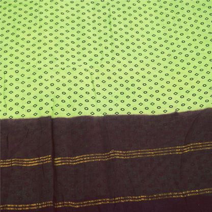 Sanskriti Vintage Sarees Green & RedPure Cotton Printed & Zari Woven 5+yd Fabric