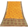 Sanskriti Vintage Sarees Indian Yellow Pure Cotton Print Sari 5+yd Craft Fabric
