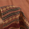 Sanskriti Vintage Sarees Brown Pure Cotton Geometric Printed Sari 5+yd Fabric