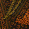 Sanskriti Vintage Sarees Indian Brown Pure Cotton Printed Sari 5+yd Craft Fabric